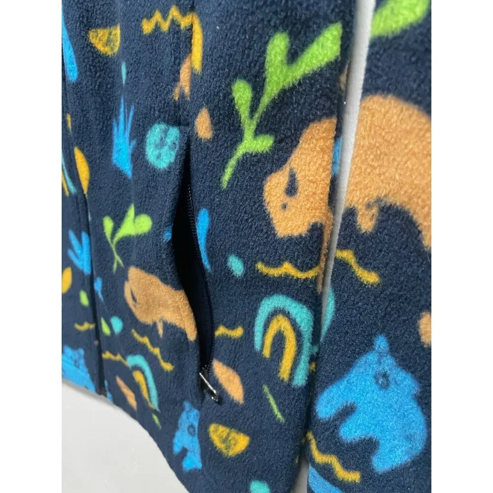 Columbia Youth Zip Up Fleece Jacket Size Large (14-16) Blue Bear Buffalo Symbols